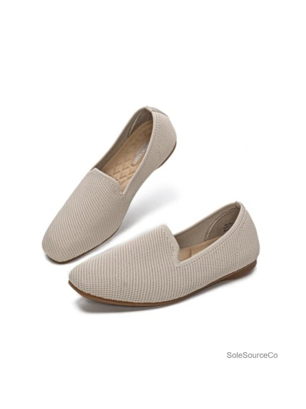 Women's Knit Flats Square Toe Slip On Loafers Comfortable Breathable Ballet